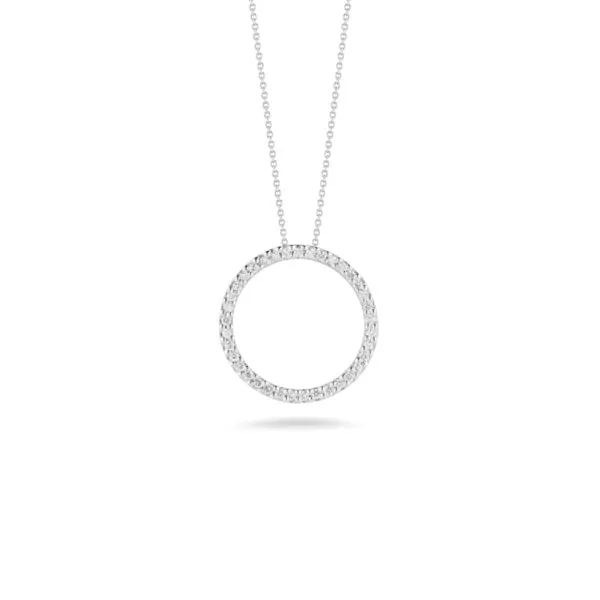 18K WHITE GOLD TINY TREASURES MEDIUM DIAMOND CIRCLE NECKLACE