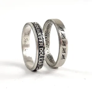 90% Silver Custom Engraved Narrow Band Quarter Ring - 25th Anniversary Gift