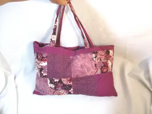 Handmade PATCHWORK Quilted Paisley BAG Tote PURPLE Shopper Boho