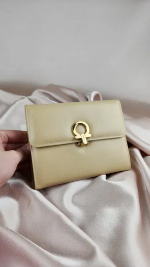 Salvatore Ferragamo Gancini Beige Leather Clutch - 948